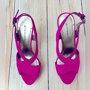 BCBGeneration fuchsia suede strappy heels